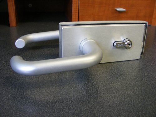 Complete Brushed Aluminium Latchset for Interior Glass Doors by Protech Direct