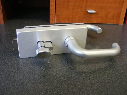Complete Brushed Aluminium Latchset for Interior Glass Doors by Protech Direct