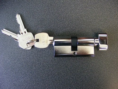 Brushed Aluminium Lock Cylinder for Interior Glass Doors by Protech Direct